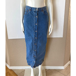 Vintage Big Star Blue Jean Denim Maxi Skirt Vintage Sz 38 / 26 Actual Modest